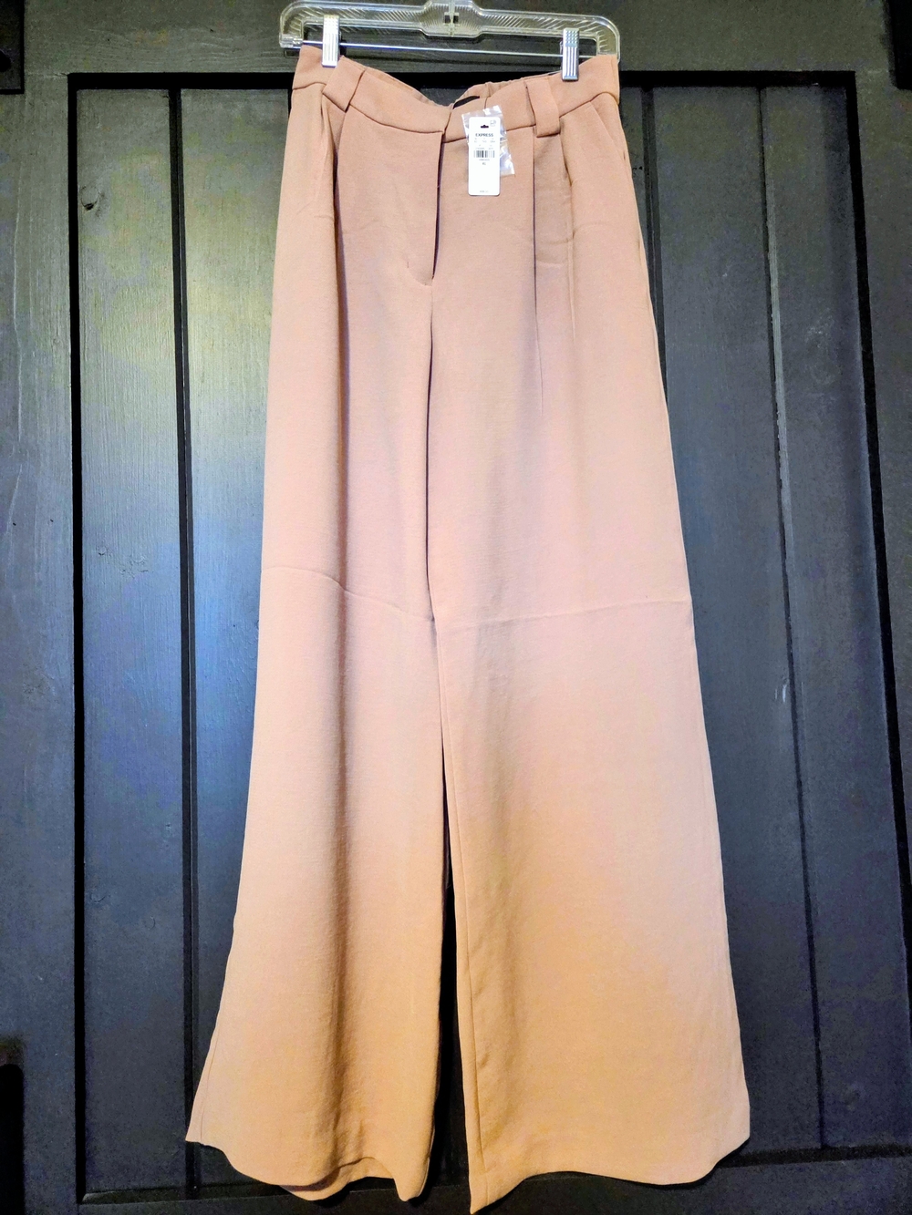 Express Wide-Leg High-Waist Pants in Dusty Rose